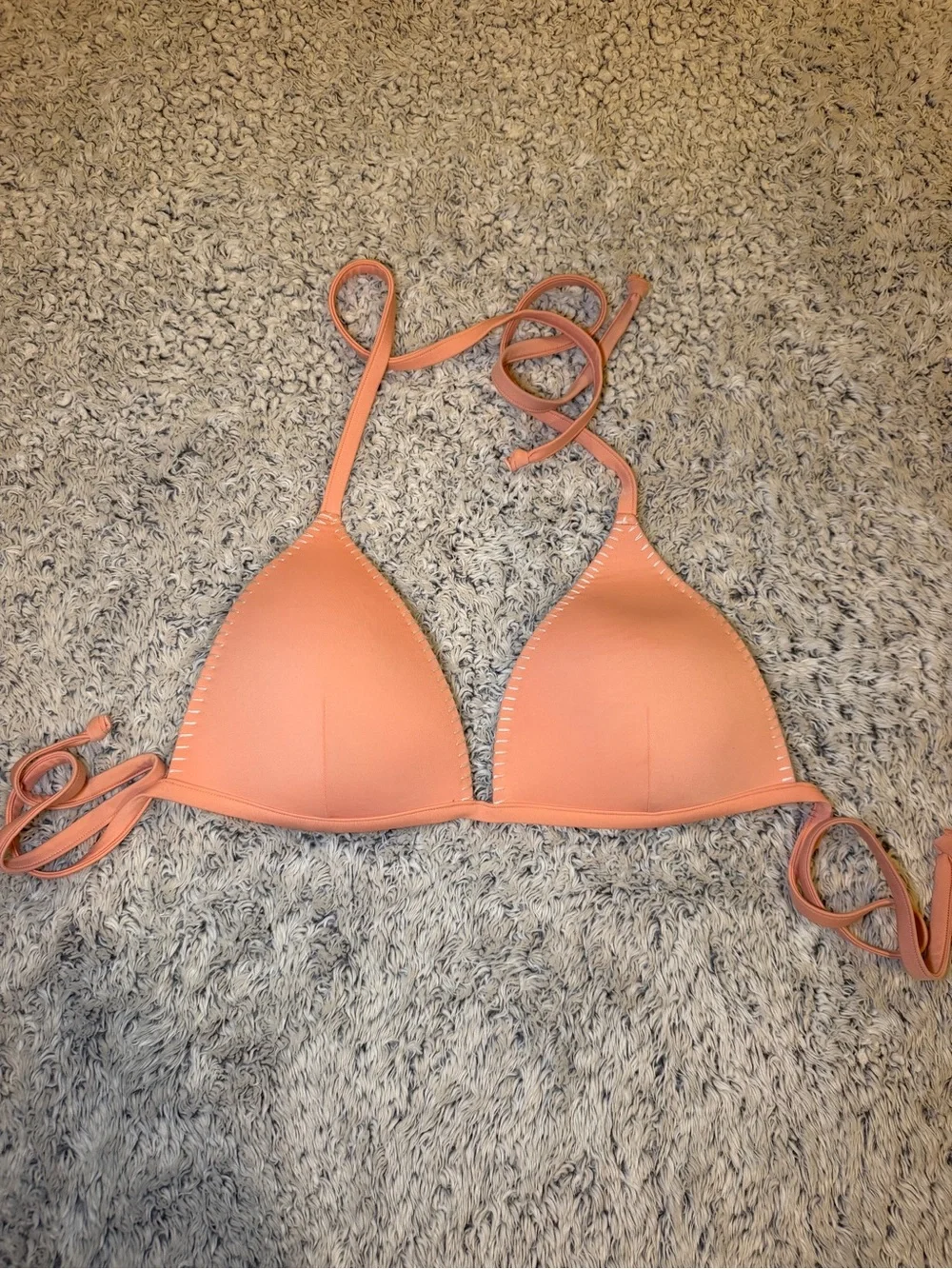 H&M Women's Coral-Orange Tie-Side Triangle Bikini Set